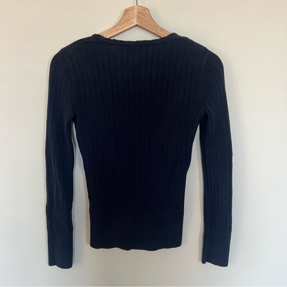 Tommy Hilfiger V-Neck Navy Ribbed Cotton Sweater XS Classic Old Money - Picture 4 of 6